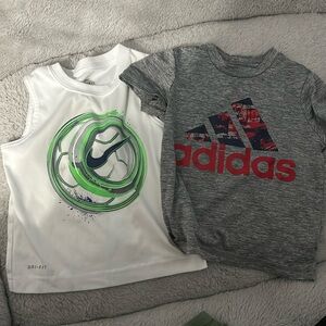 Nike and Adidas athletic tank and tee.